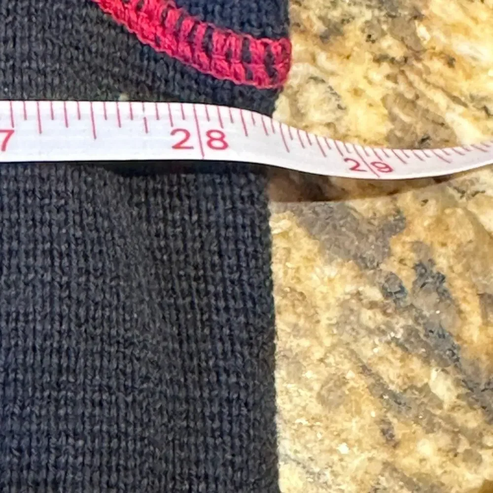 Eddie Bauer Mens XXL Red and Navy Quarter Zip Sweater 100% Cotton